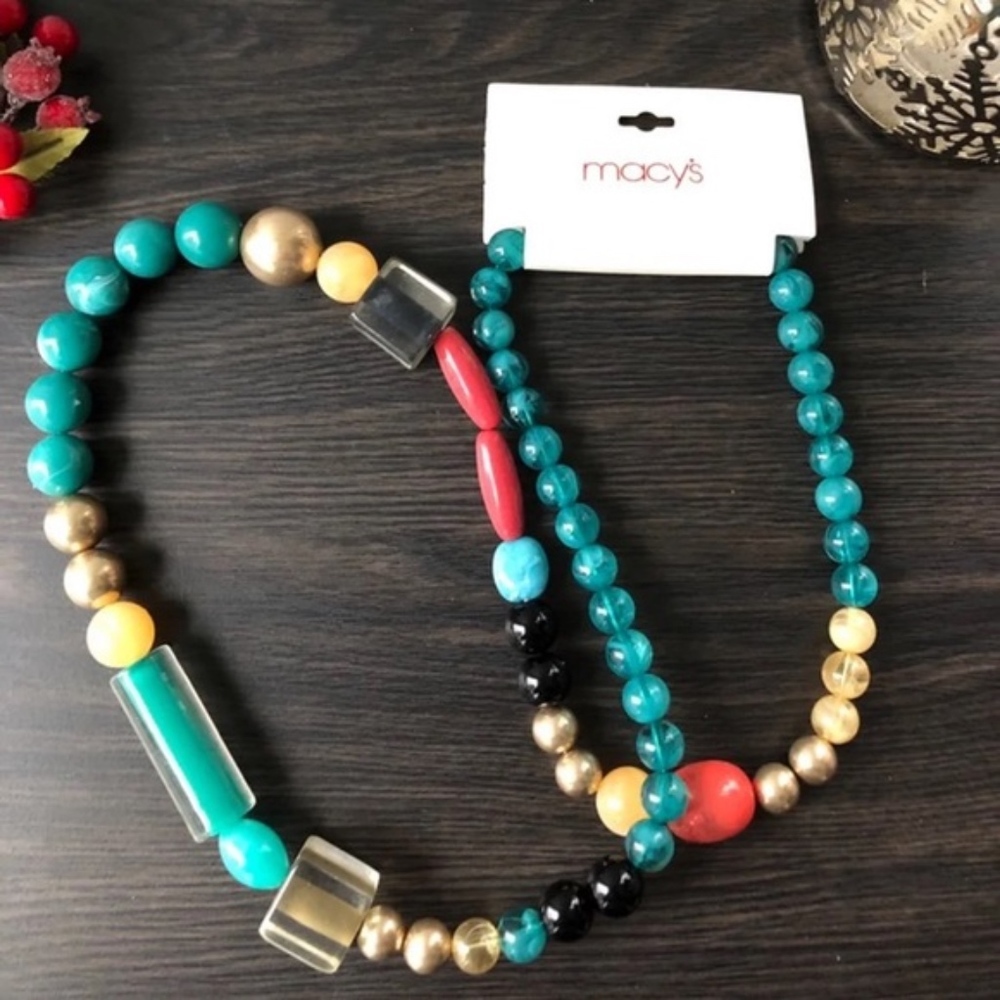 Macy's 80’s Beaded Opera Length Necklace 35" NEW